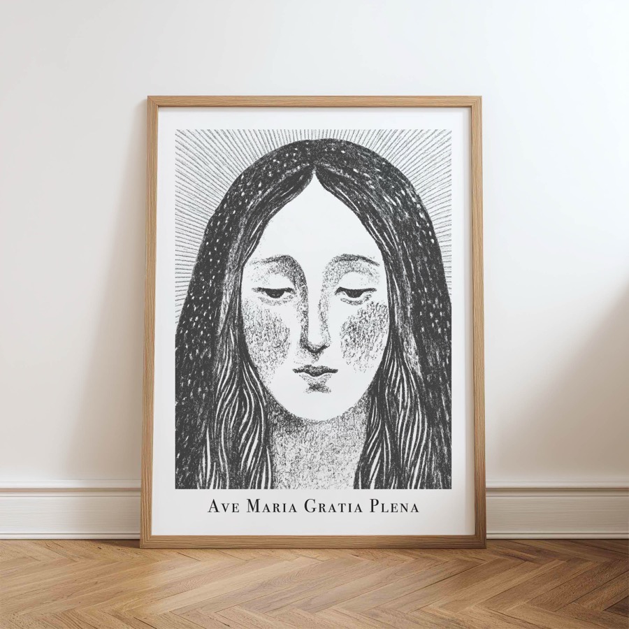 Virgin Mary printable Catholic art preview